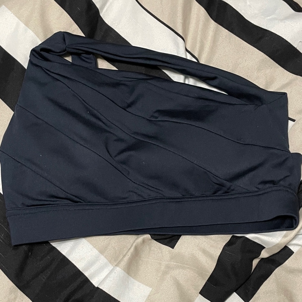Kiava Navy One-shoulder Swim Top